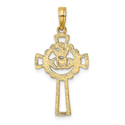 14K Yellow Gold Claddagh Cross Charm