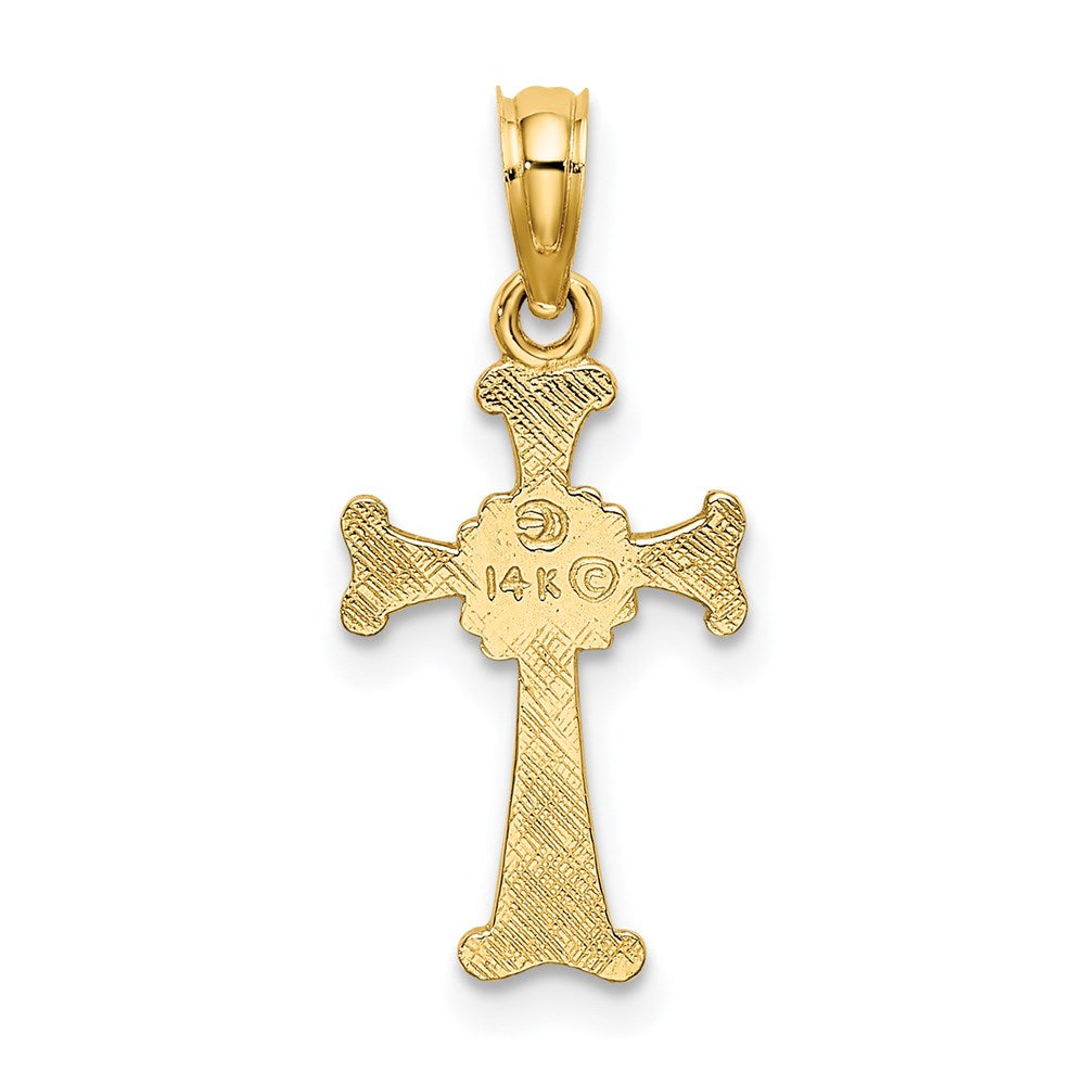 14K Yellow Gold 4-Leaf Clover Cross Charm