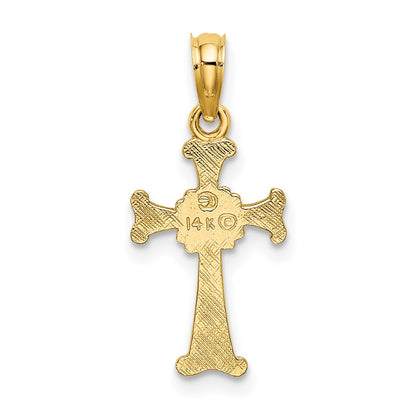 14K Yellow Gold 4-Leaf Clover Cross Charm