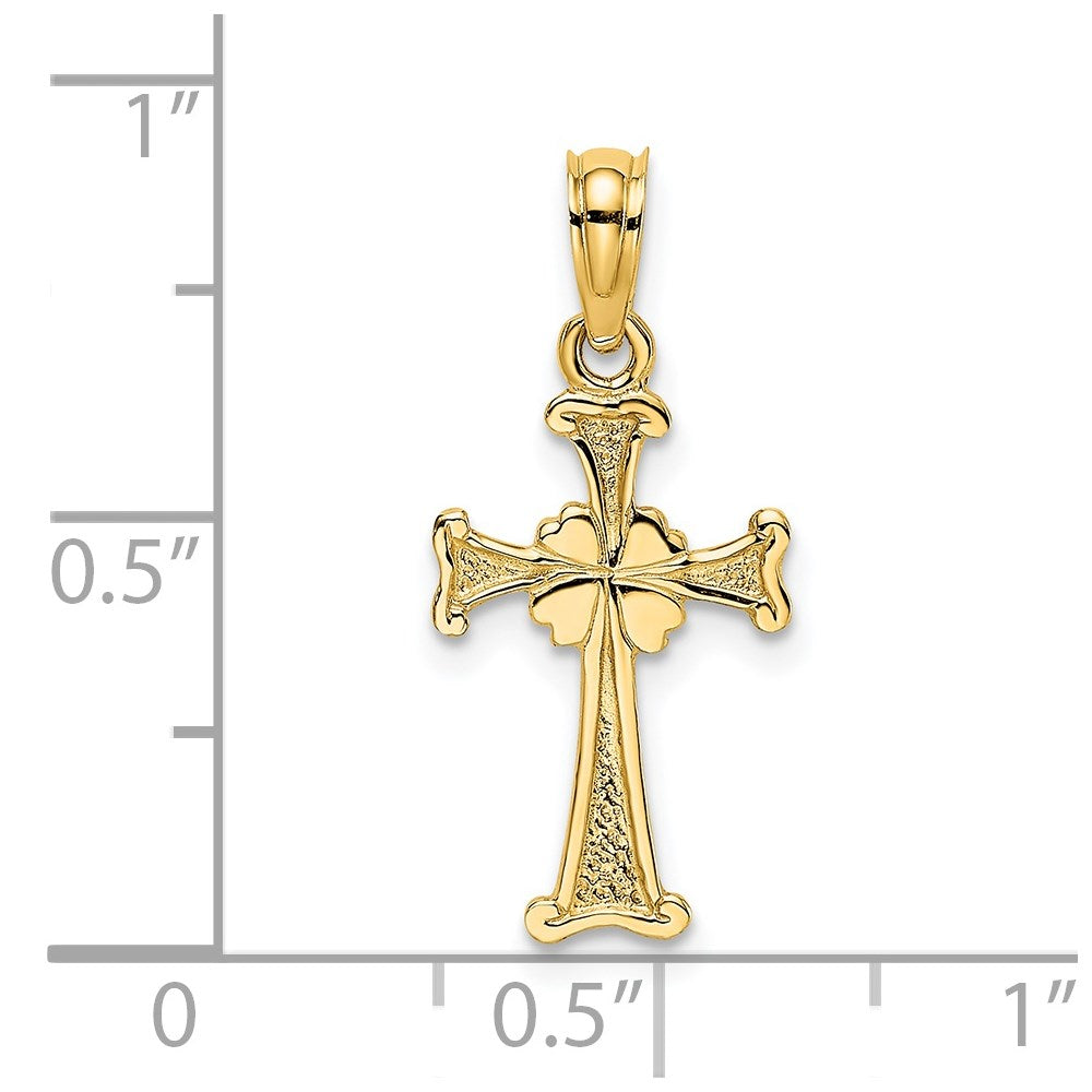 14K Yellow Gold 4-Leaf Clover Cross Charm
