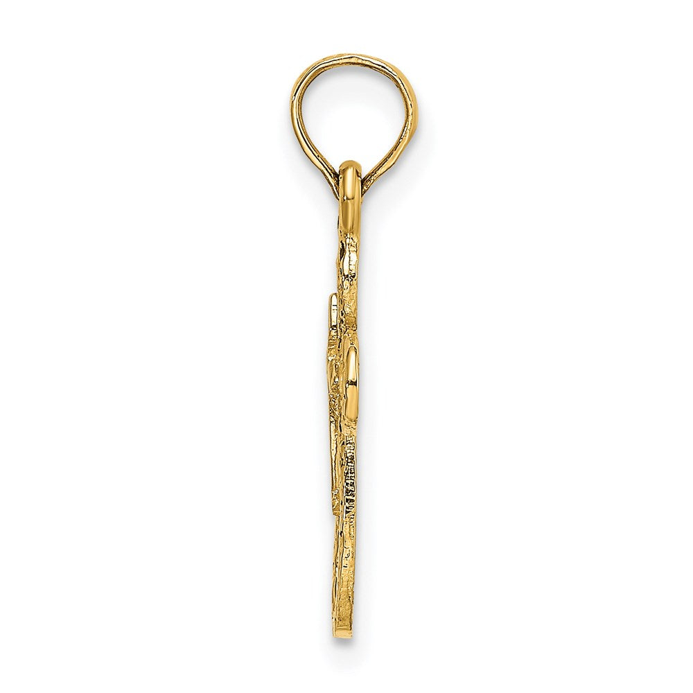 14K Yellow Gold Cut-Out Cross W/ Small Interior Charm