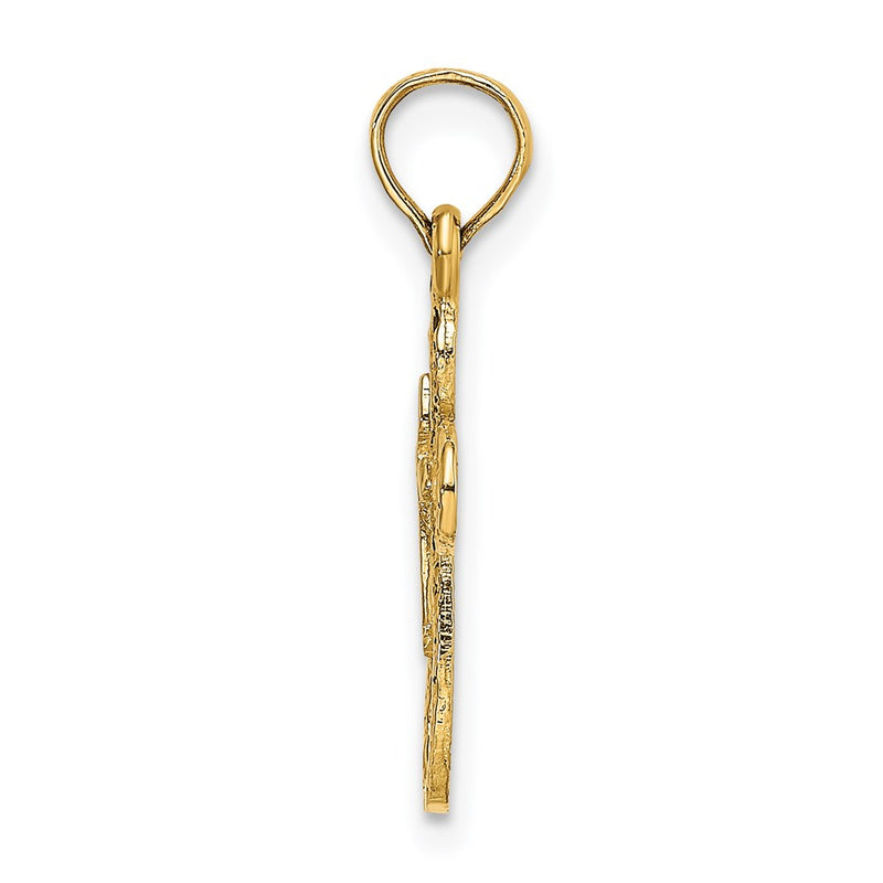 14K Yellow Gold Cut-Out Cross W/ Small Interior Charm