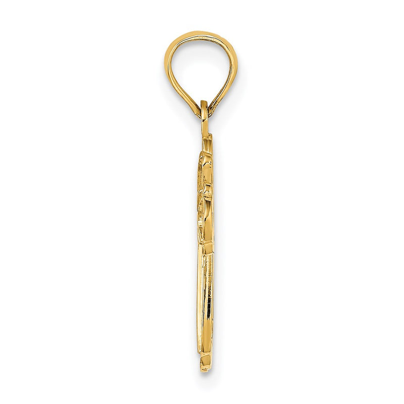 14K Yellow Gold Cut-Out Polished And Textured Cross Charm