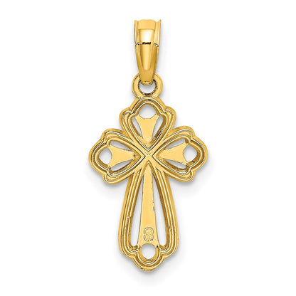 14K Yellow Gold Cut-Out Polished And Textured Cross Charm