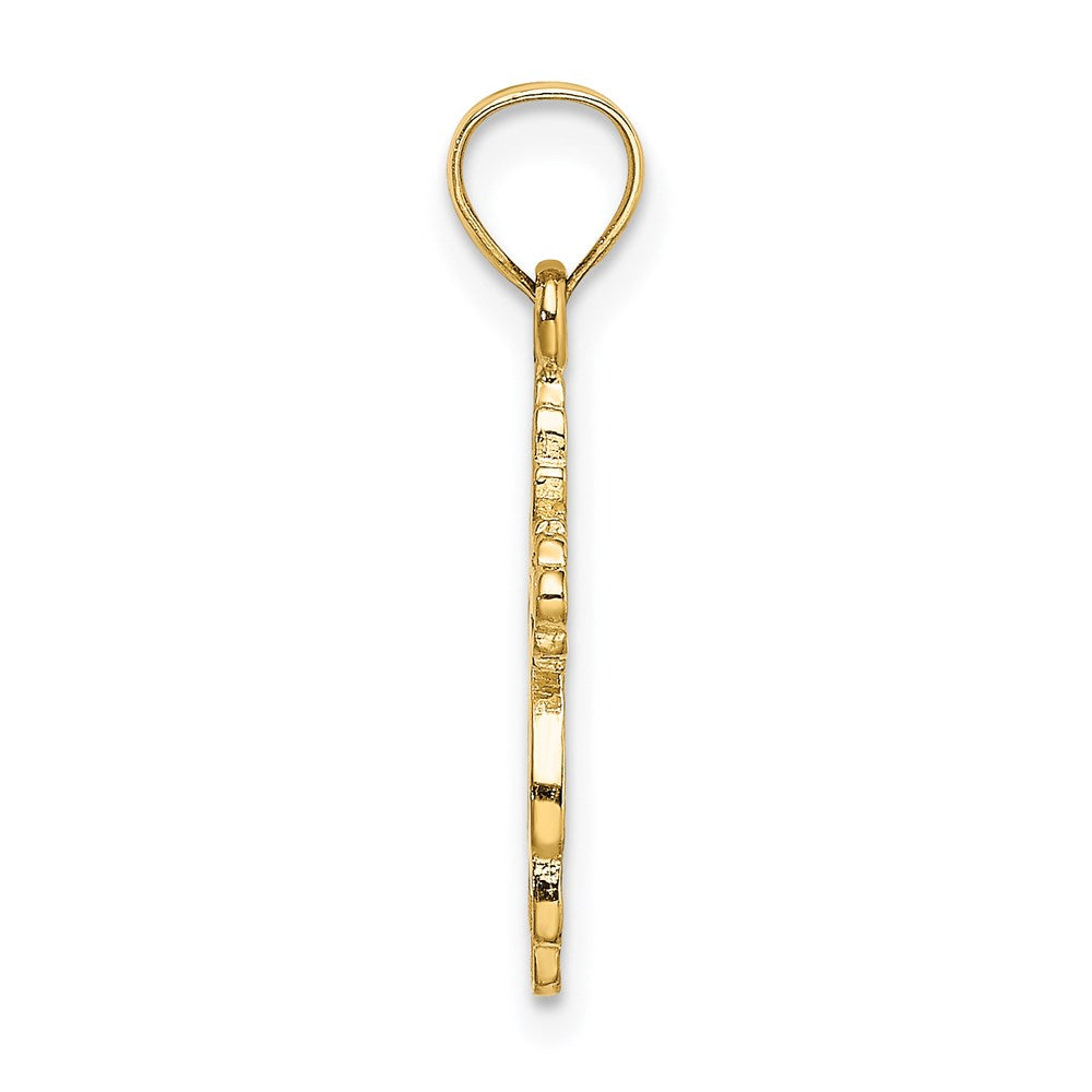 14K Yellow Gold Solid Polished And Textured Cross Charm