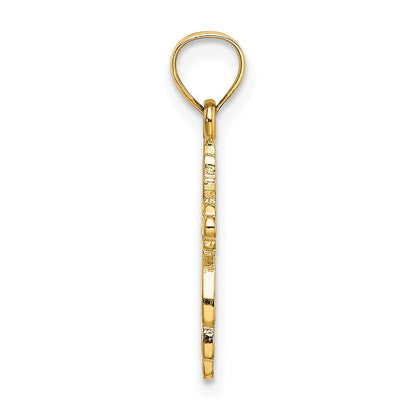 14K Yellow Gold Solid Polished And Textured Cross Charm