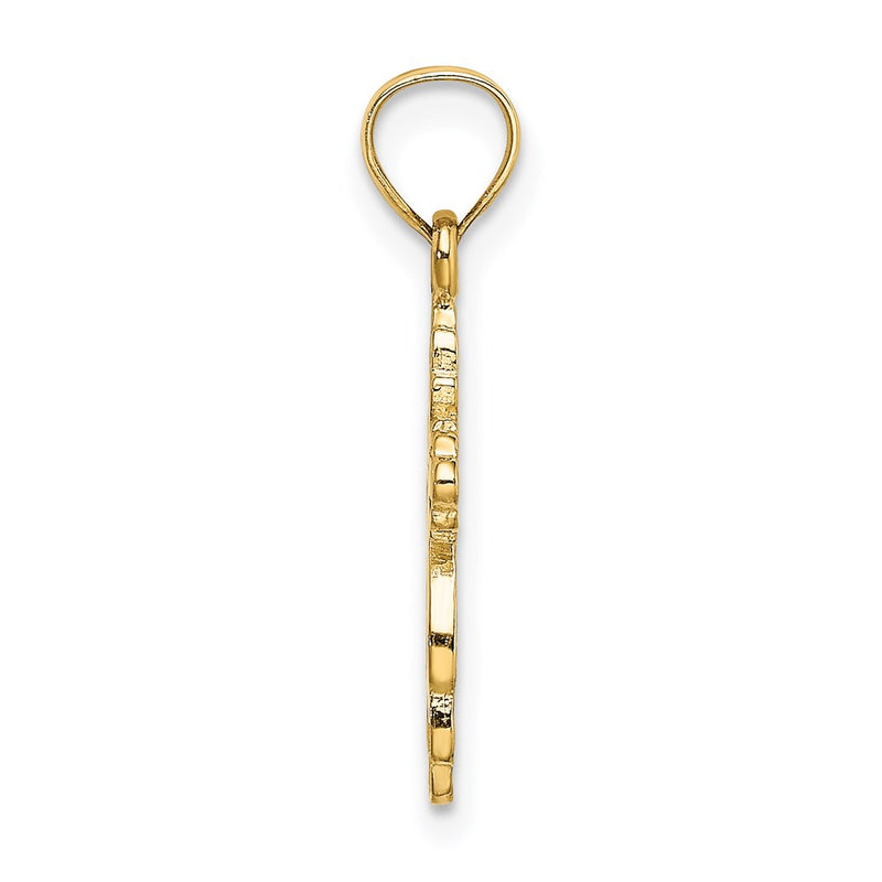 14K Yellow Gold Solid Polished And Textured Cross Charm