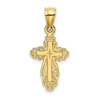 14K Yellow Gold Solid Polished And Textured Cross Charm