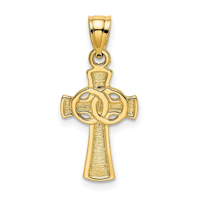 14K Yellow Gold Solid Cross W/ Eternity Rings Charm