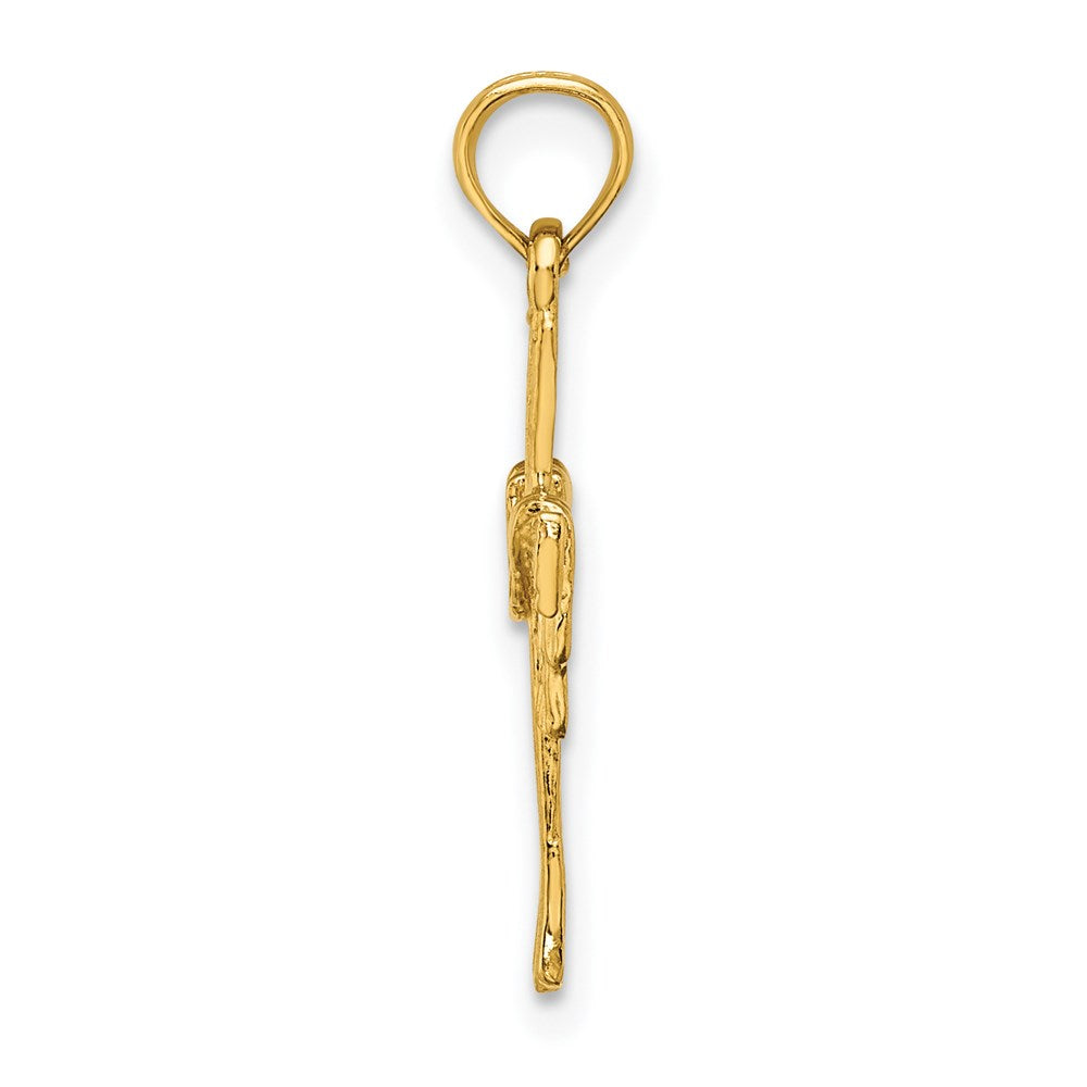 14K Yellow Gold Cross W/ Drape Charm