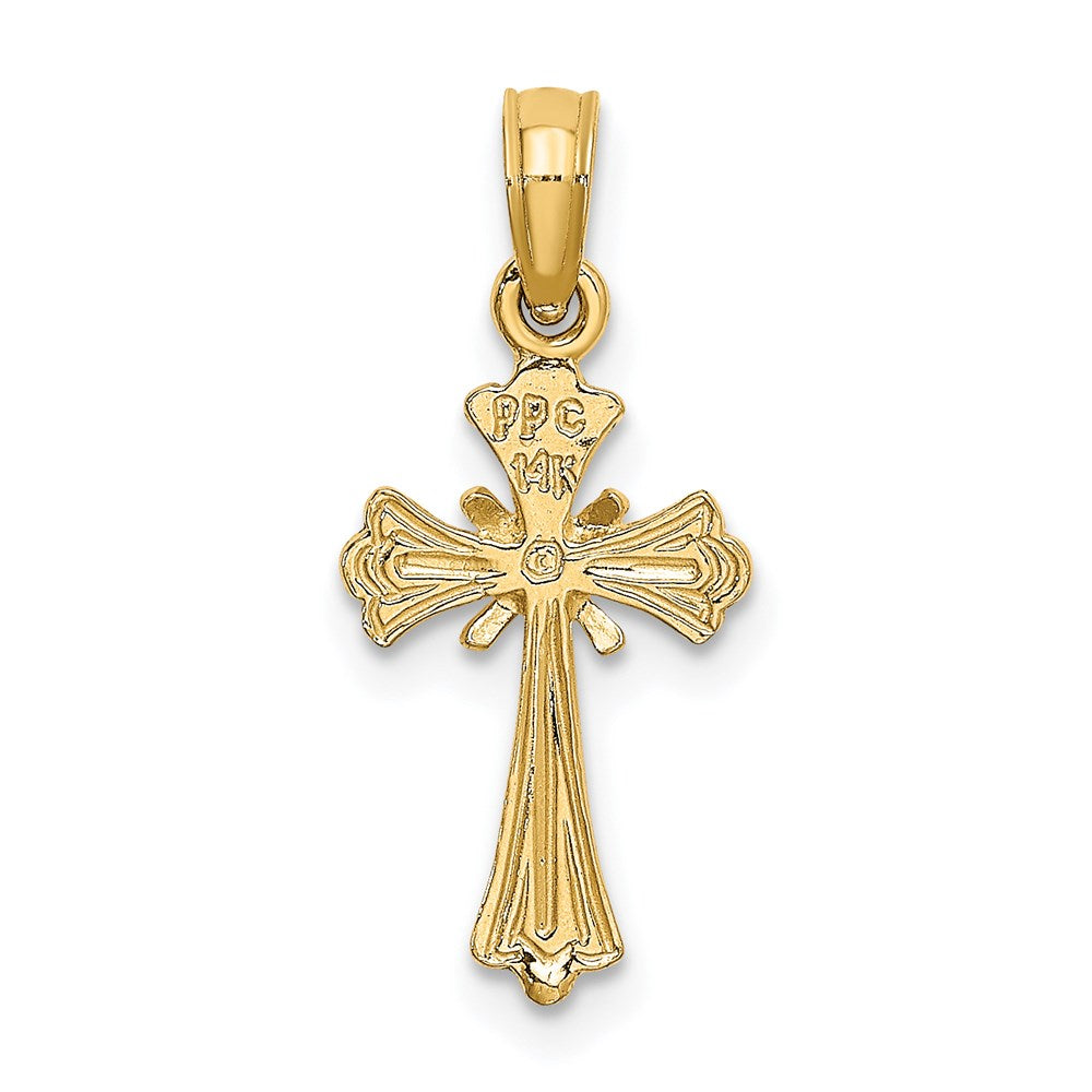14K Yellow Gold Engraved Small Cross W/ X Center Charm