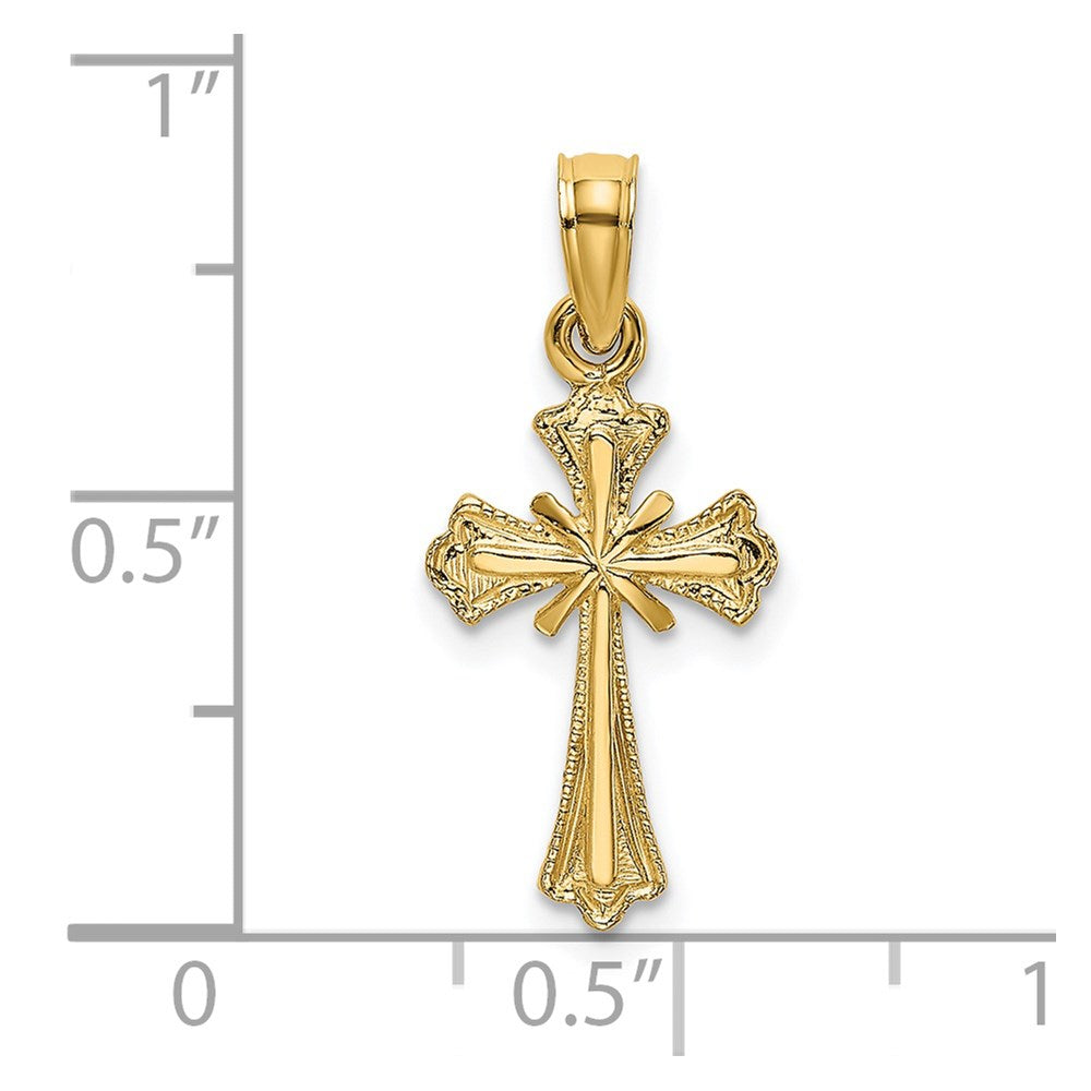 14K Yellow Gold Engraved Small Cross W/ X Center Charm