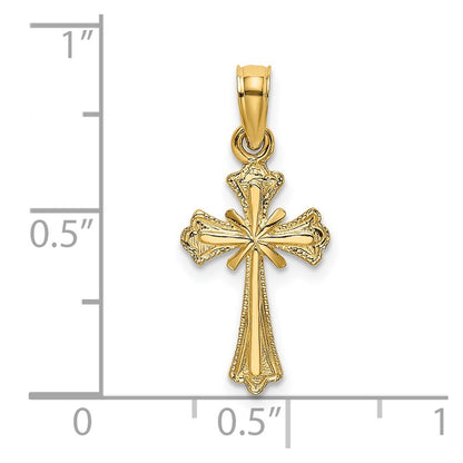 14K Yellow Gold Engraved Small Cross W/ X Center Charm