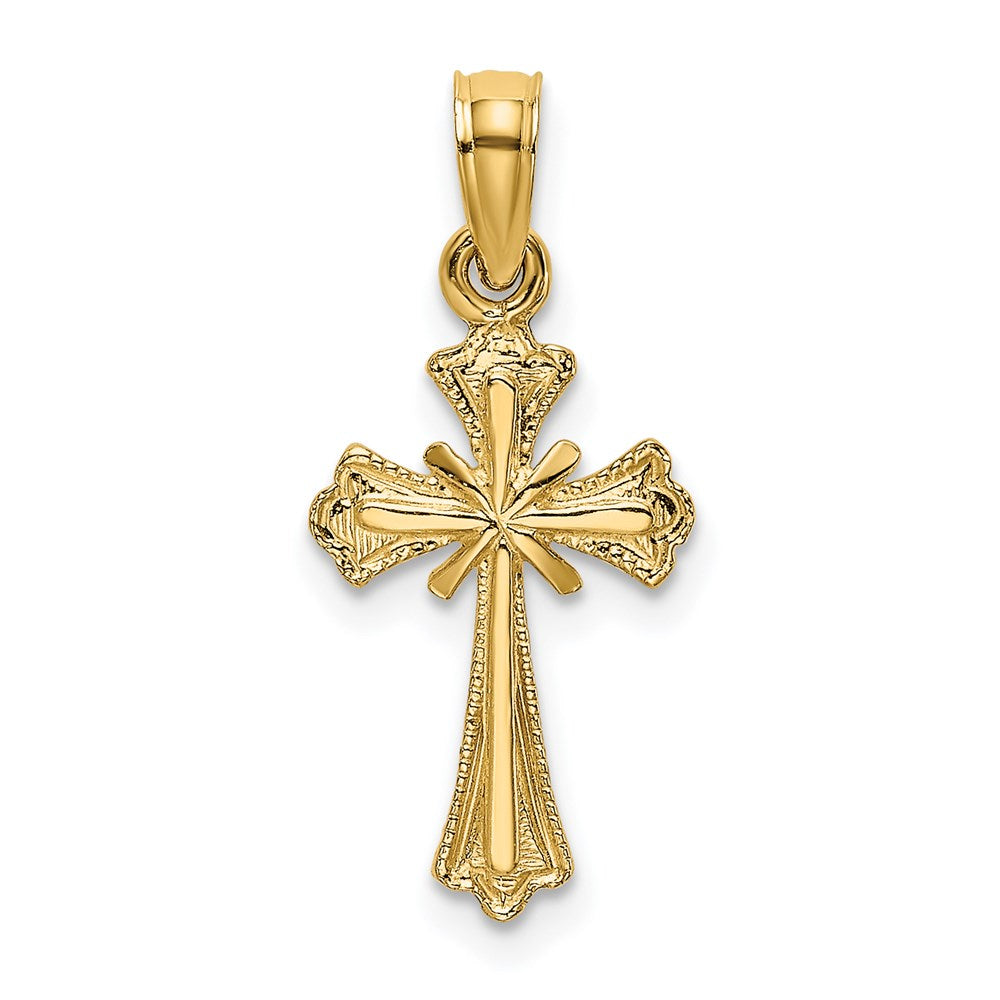 14K Yellow Gold Engraved Small Cross W/ X Center Charm