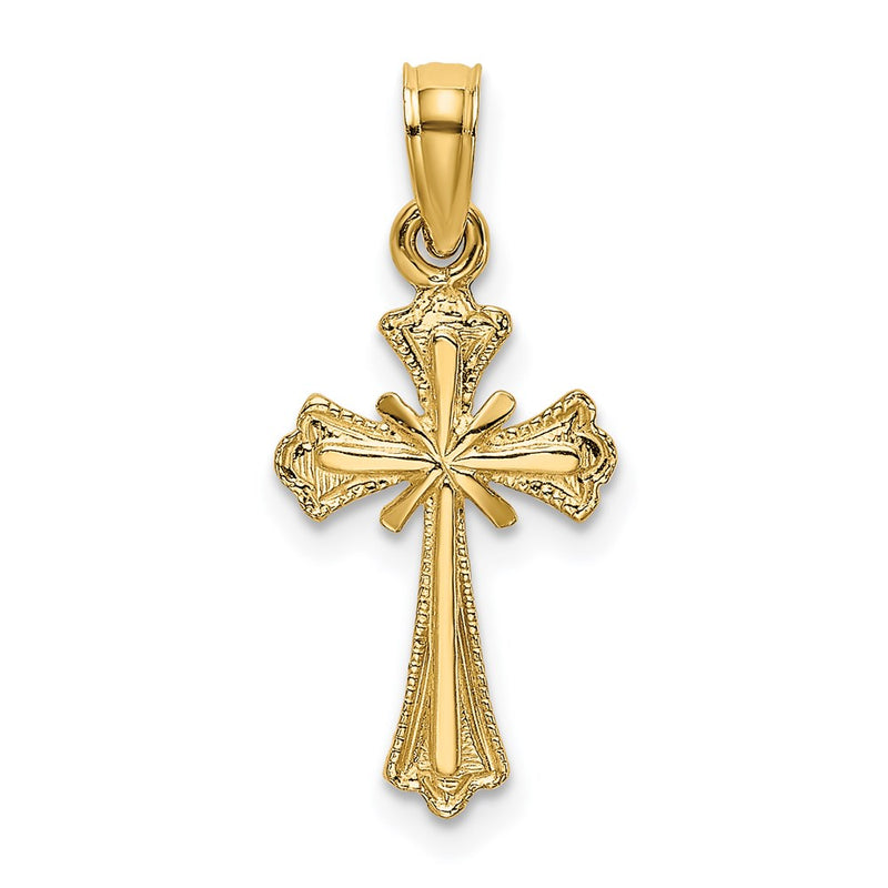 14K Yellow Gold Engraved Small Cross W/ X Center Charm