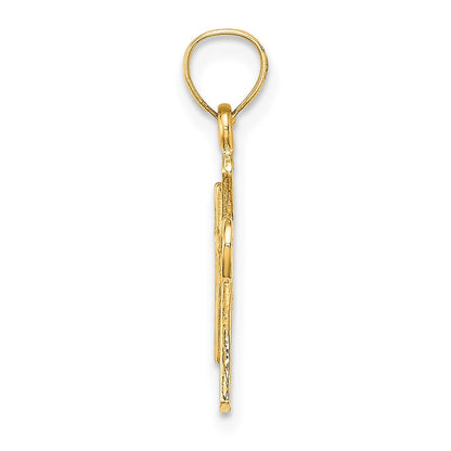 14K Yellow Gold Solid Textured Cross Charm