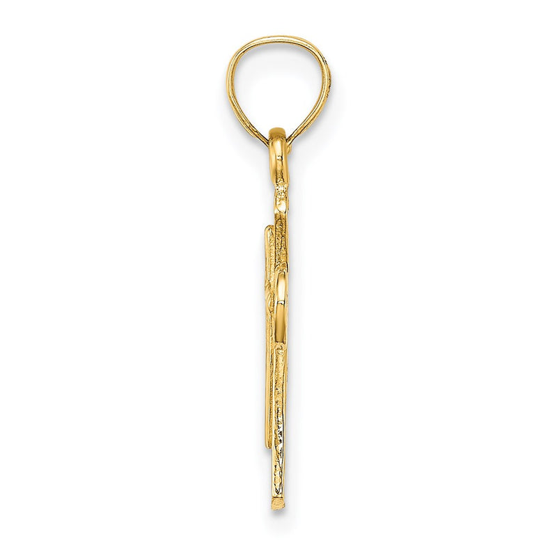 14K Yellow Gold Solid Textured Cross Charm