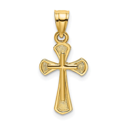 14K Yellow Gold Solid Textured Cross Charm