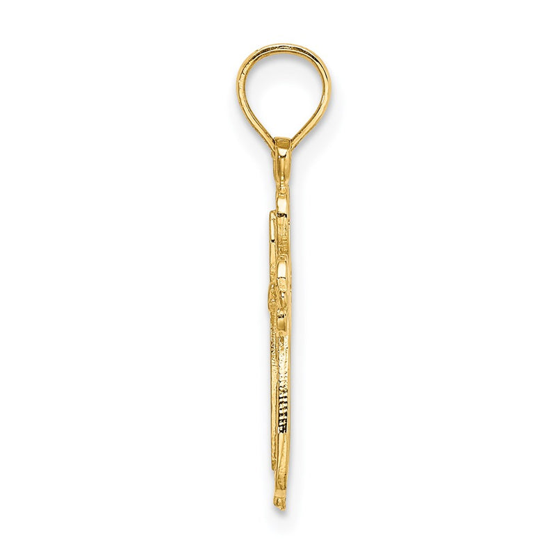 14K Yellow Gold Polished And Cut-Out Engraved Cross Charm