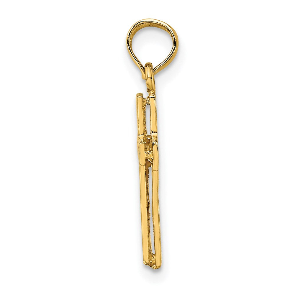 14K Yellow Gold 2-D Polished Textured Cross Charm