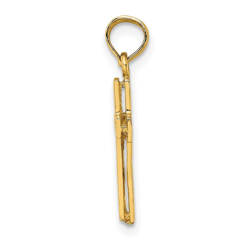 14K Yellow Gold 2-D Polished Textured Cross Charm