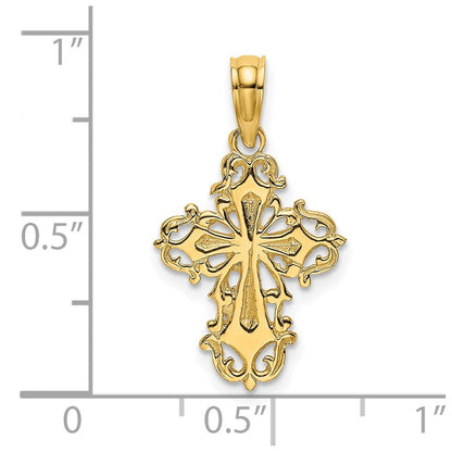 14K Yellow Gold Cut-Out Delicate Cross Charm