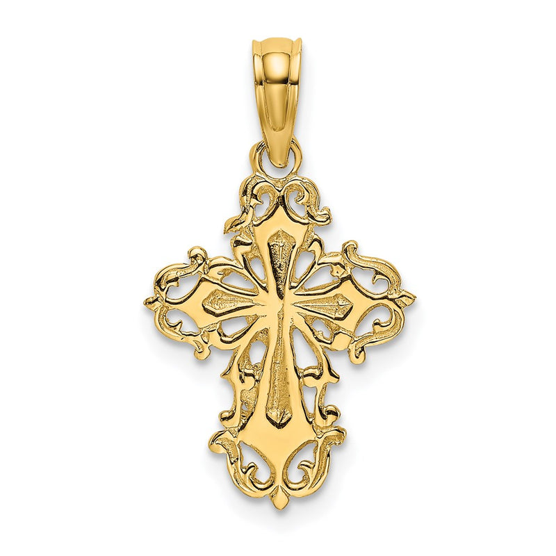 14K Yellow Gold Cut-Out Delicate Cross Charm