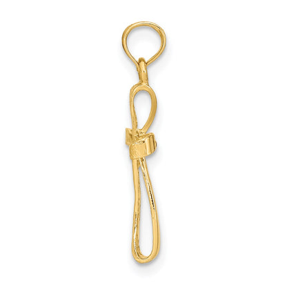 14K Yellow Gold 3-D Engraved Polished Twisted Cross Charm