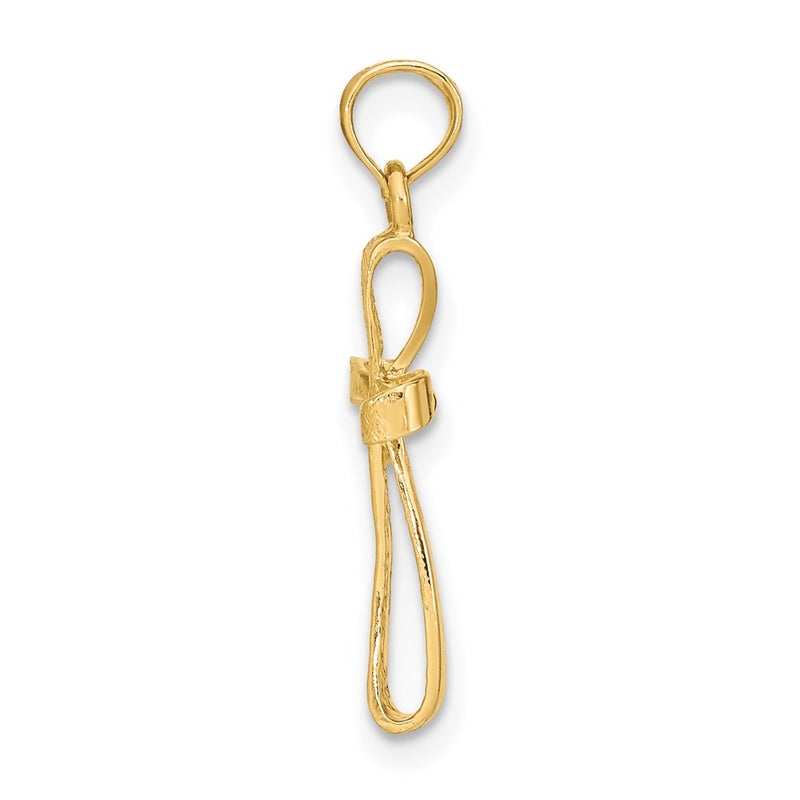 14K Yellow Gold 3-D Engraved Polished Twisted Cross Charm