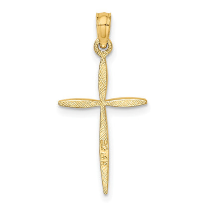 14K Yellow Gold D/C With Tapered Ends Cross Charm