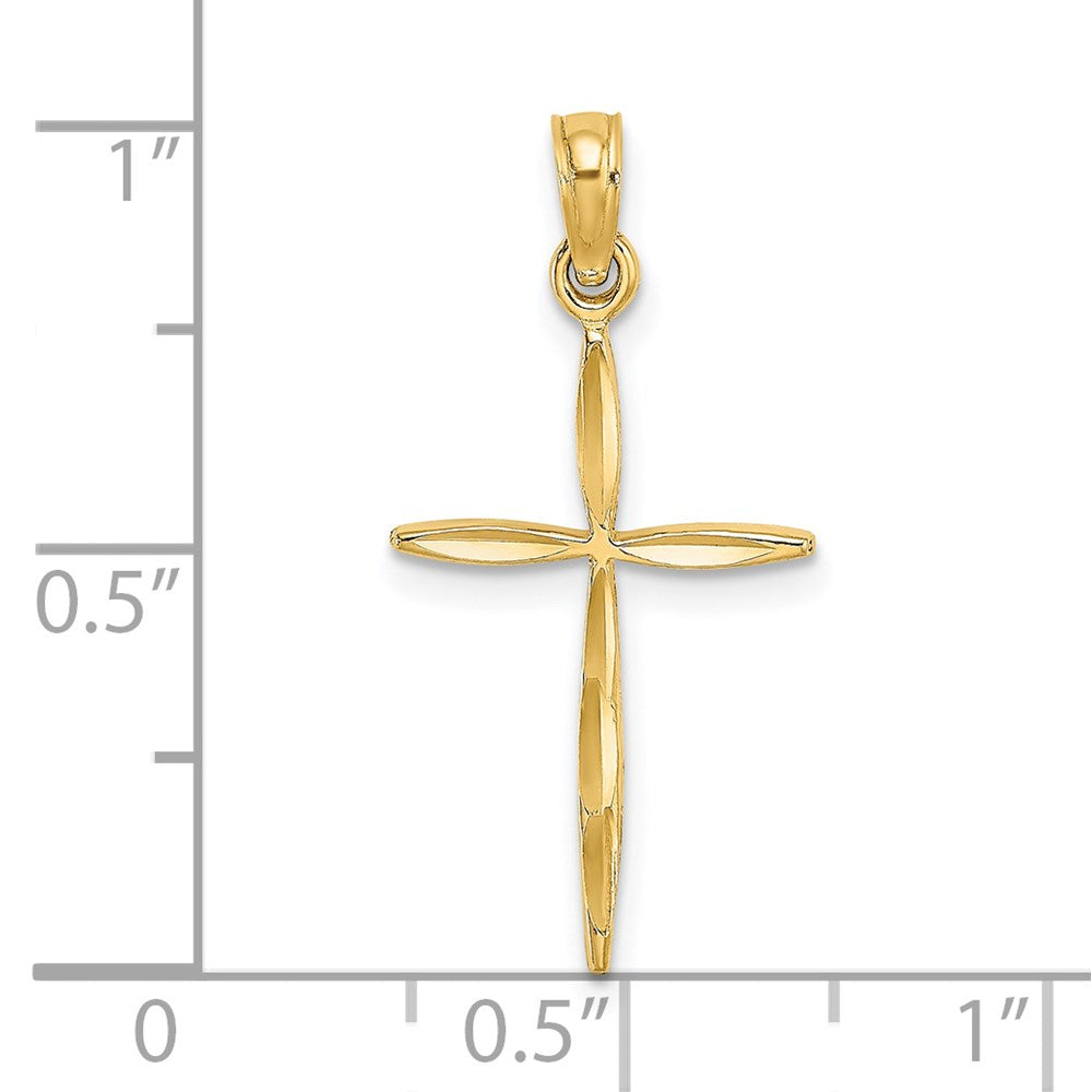 14K Yellow Gold D/C With Tapered Ends Cross Charm