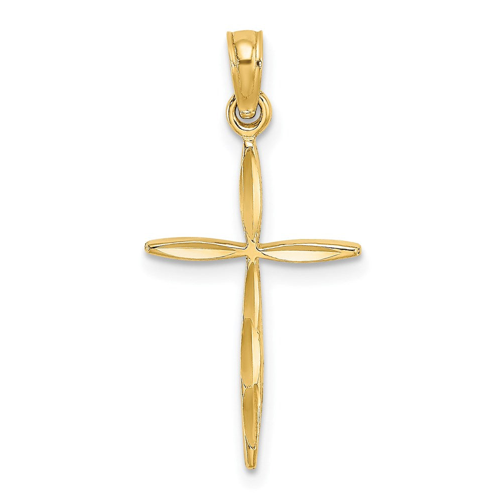 14K Yellow Gold D/C With Tapered Ends Cross Charm
