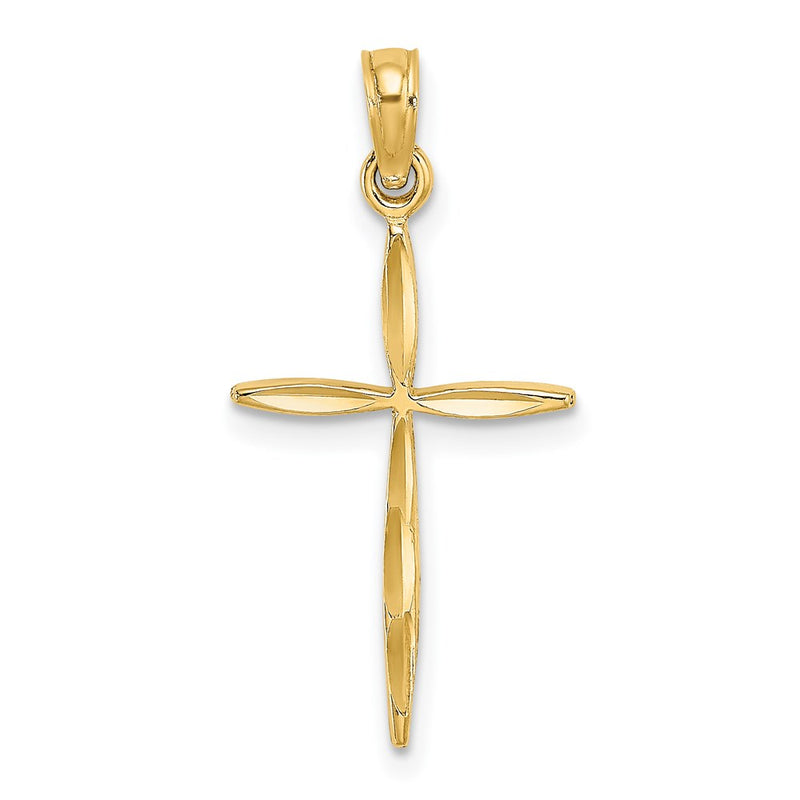 14K Yellow Gold D/C With Tapered Ends Cross Charm