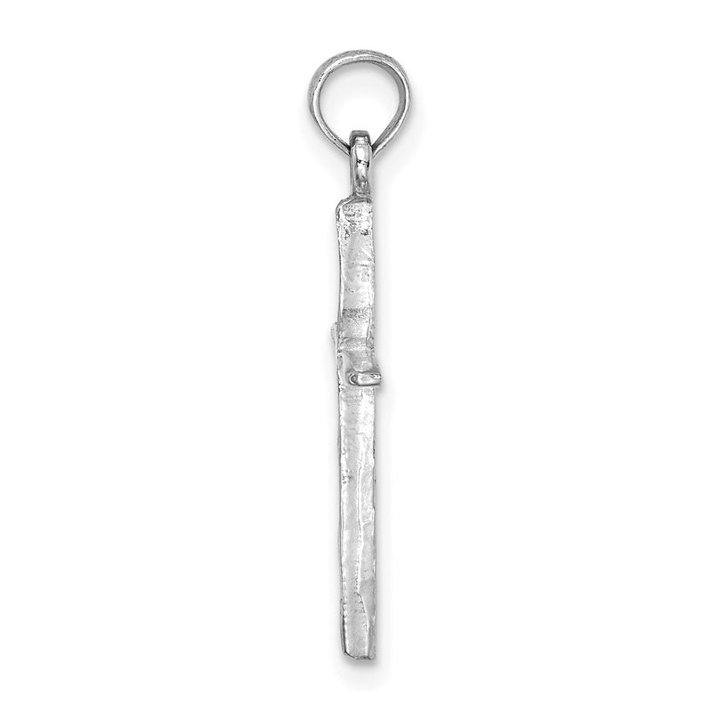14K White Gold D/C With Tapered Ends Cross Charm