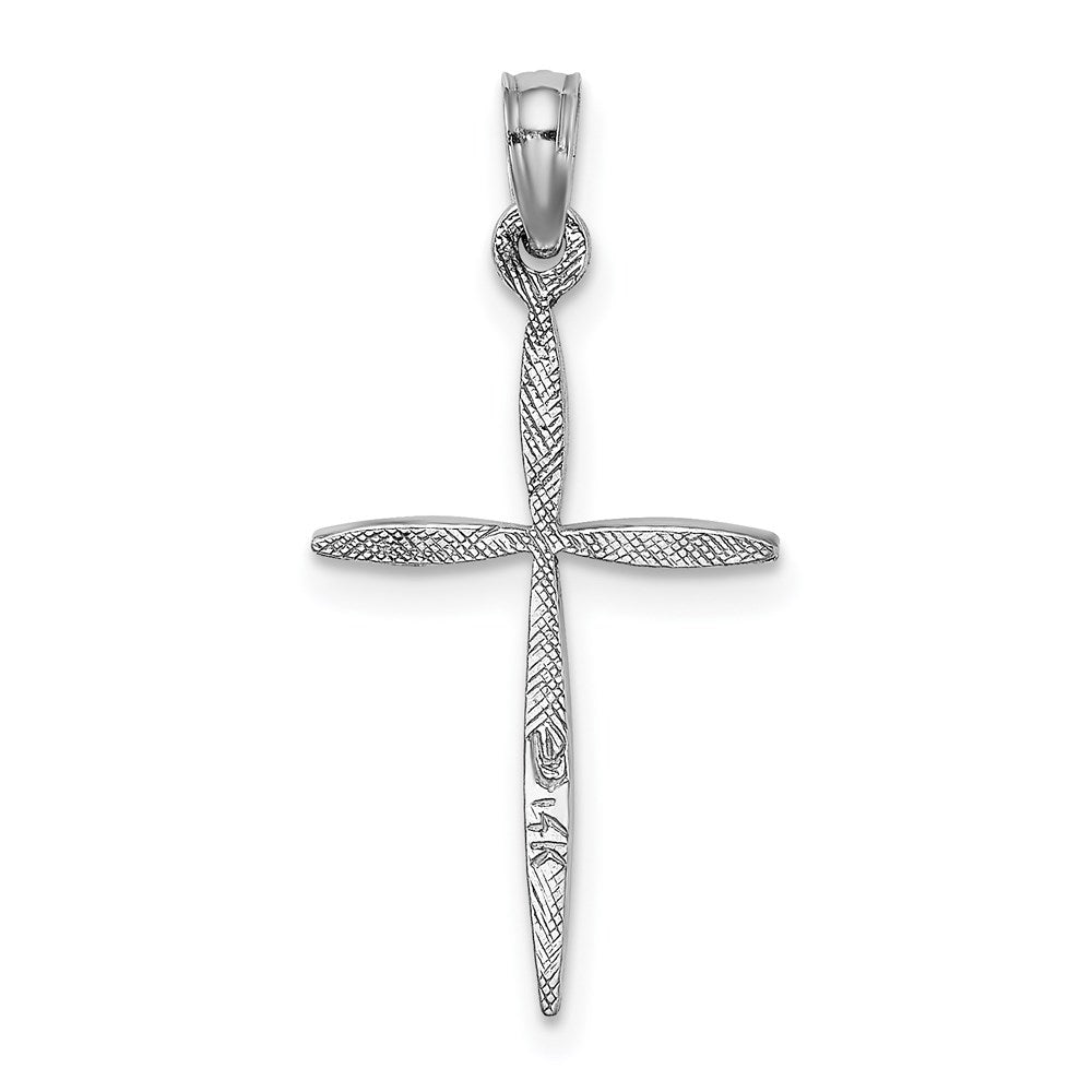 14K White Gold D/C With Tapered Ends Cross Charm