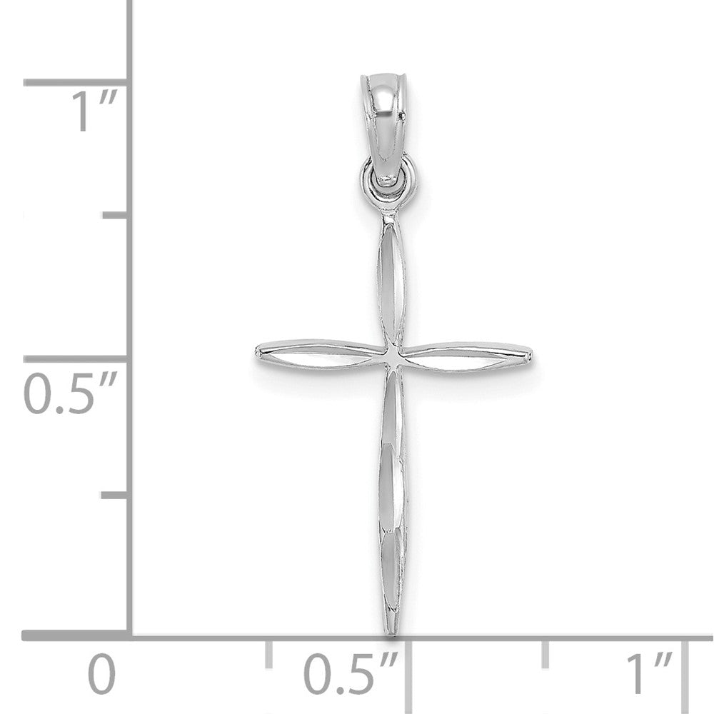 14K White Gold D/C With Tapered Ends Cross Charm