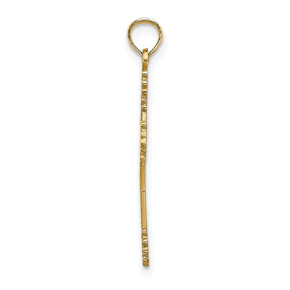 14K Yellow Gold Beaded Tip Cross W/ Heart Center Charm