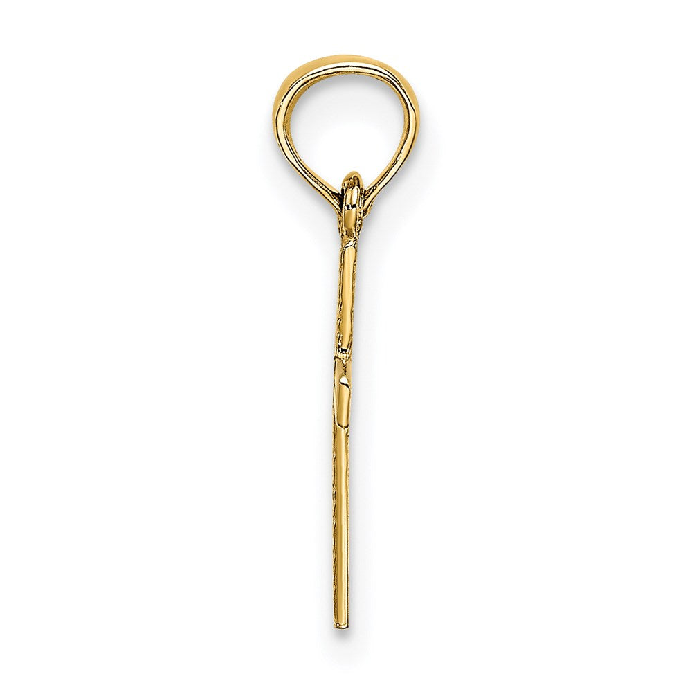 14K Yellow Gold Polished Mini Cross W/ Heart Charm