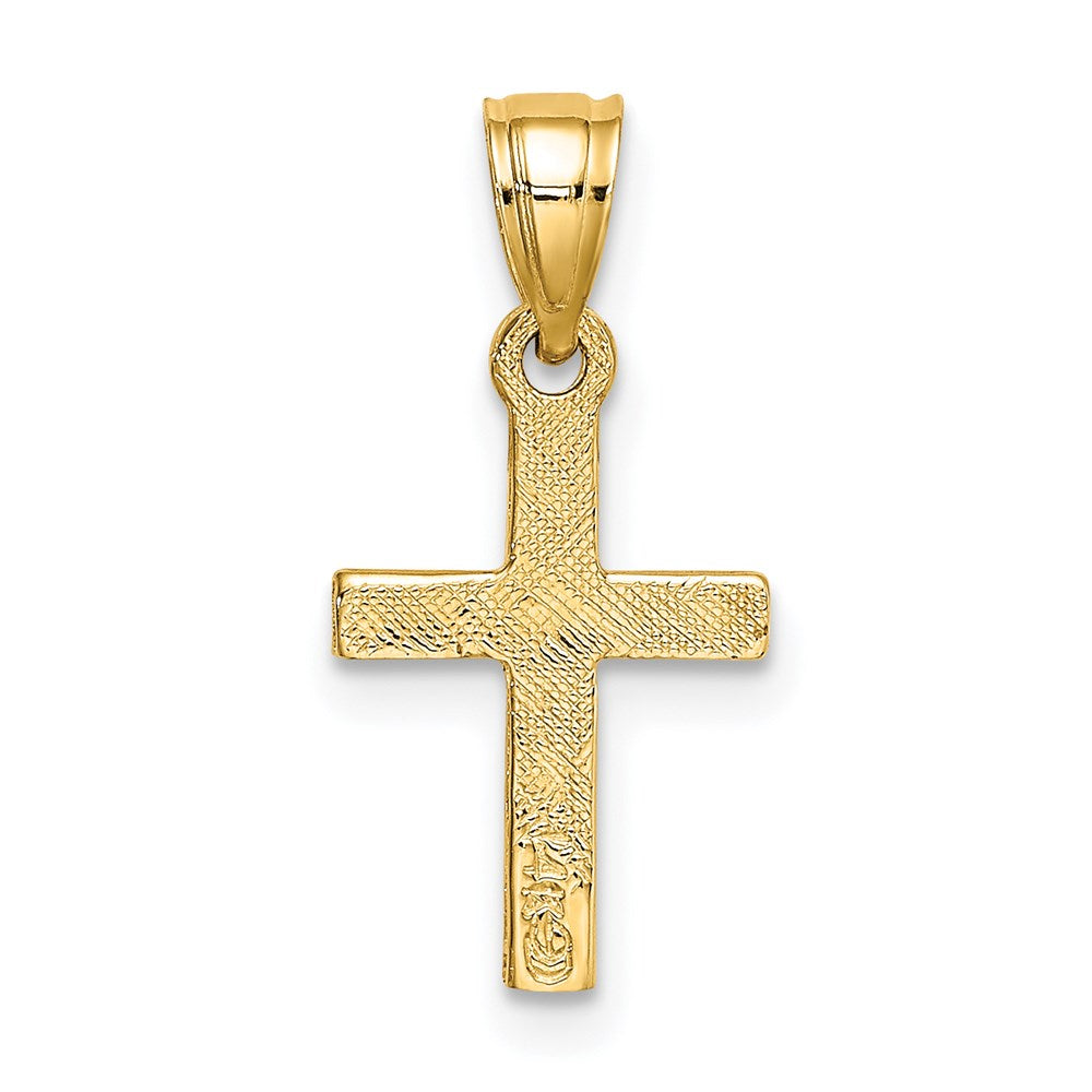 14K Yellow Gold Diamond Shape Center Mini Cross Charm