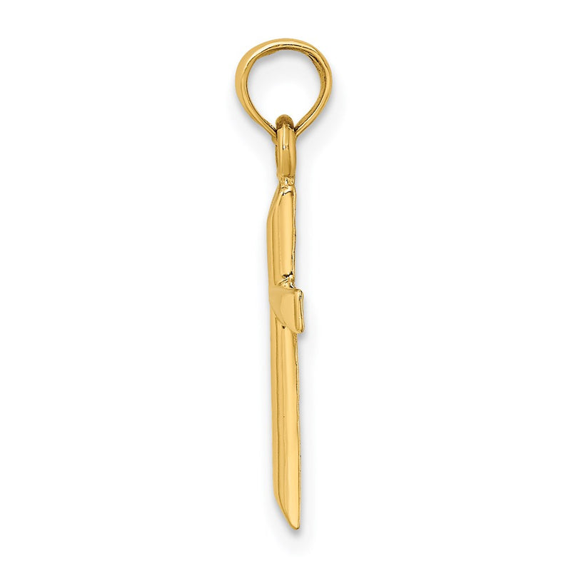 14K Yellow Gold Polished Cross Charm