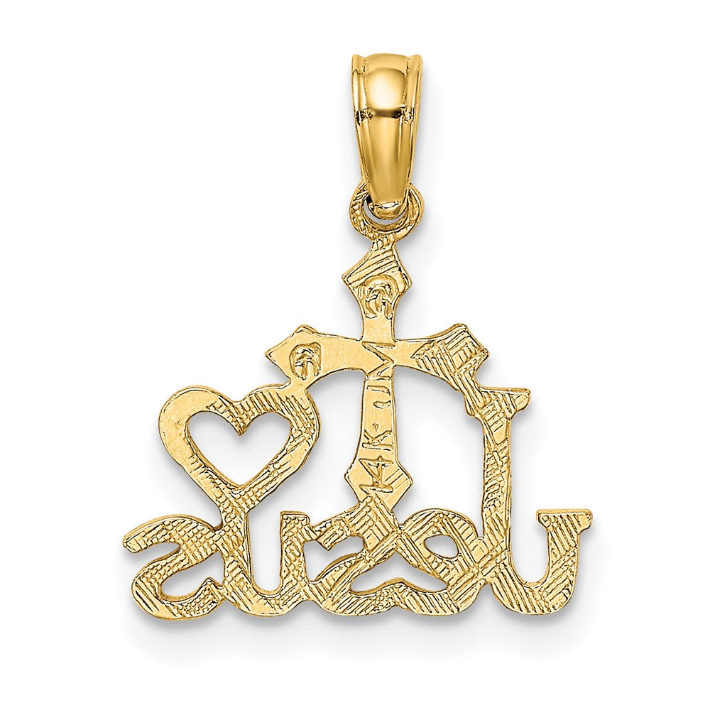 14K Yellow Gold Jesus W/ Cross And Heart Charm