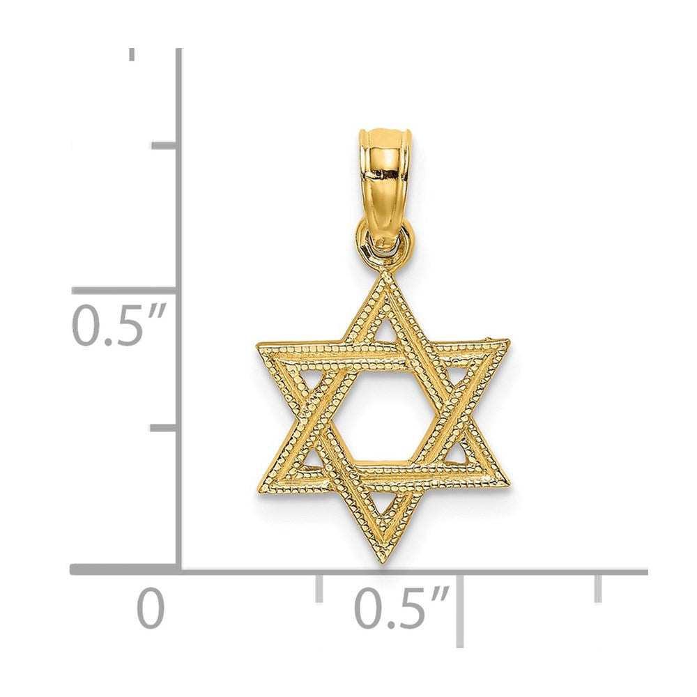 14K Yellow Gold Engraved Star Of David Charm