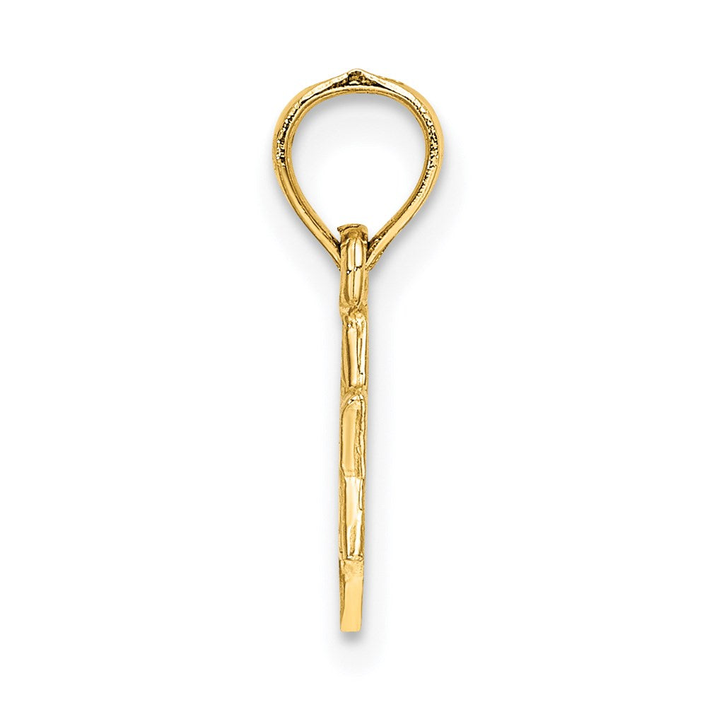 14K Yellow Gold Mini Star Of David W/ Engraved Swirl Charm