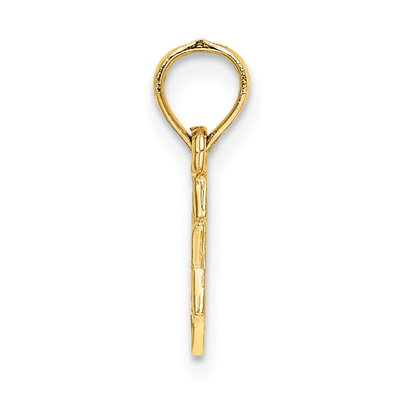 14K Yellow Gold Mini Star Of David W/ Engraved Swirl Charm