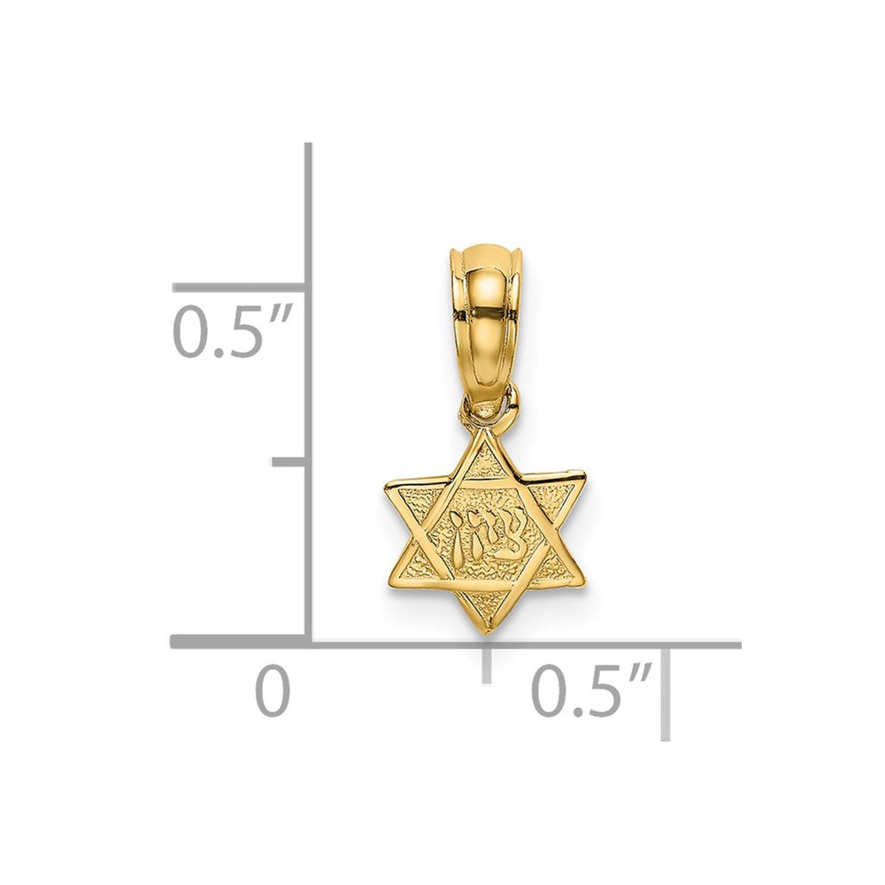 14K Yellow Gold Engraved Mini Star Of David Charm