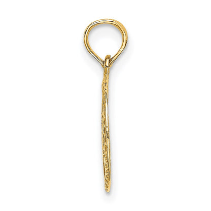 14K Yellow Gold Engraved Star Of David In Circle Charm