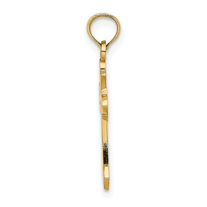 14K Yellow Gold Polished Cross W/ Heart Charm