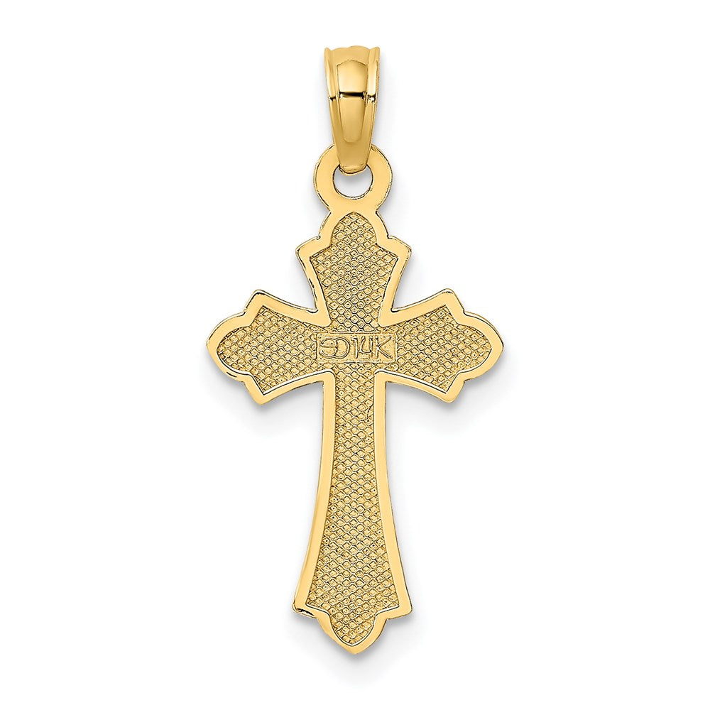 14K Yellow Gold Polished Cross W/ Heart Charm