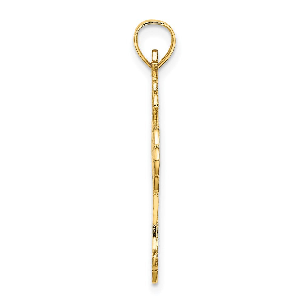 14K Yellow Gold Delicate Cut-Out Cross Charm