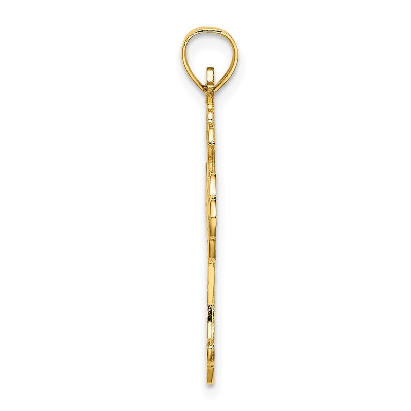 14K Yellow Gold Delicate Cut-Out Cross Charm